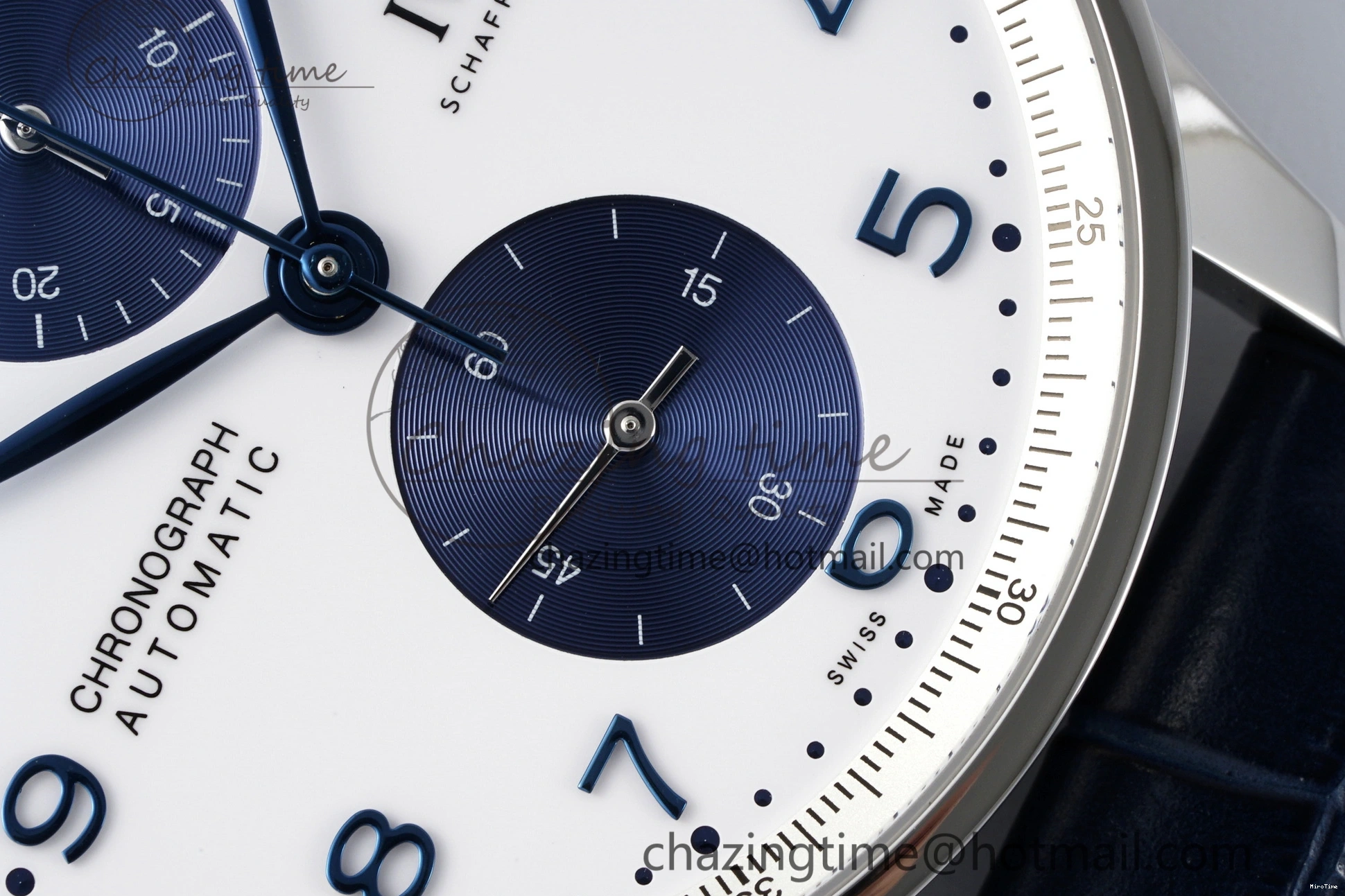 MIROTIME 0205 Portuguese Chrono IW371620 APSF 1:1 Best Edition White Blue Dial on Blue Leather Strap A MultiPurpose 7039